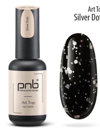 PNB Art Top, Silver Dots No Wipe, 8 ml