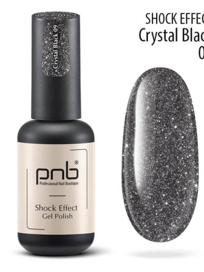 GEL NAIL POLISH PNB 09 CRYSTAL BLACK, SHOCK EFFECT 8 ml